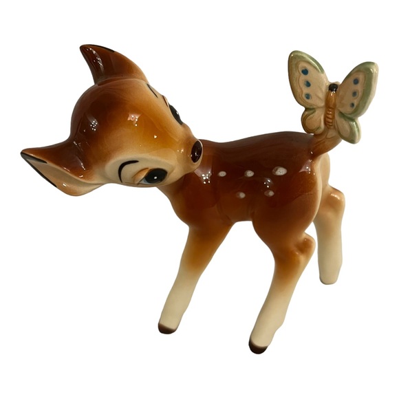Disney Accents Vintage Disney Bambi With Butterfly Figurine Japan